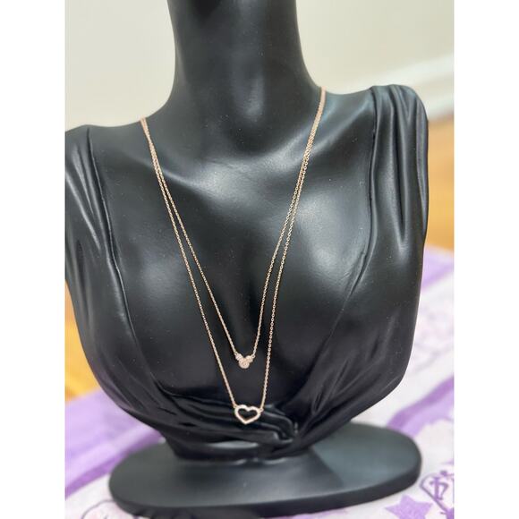 Disney double layered heart necklace rose gold layer preloved hearts heart - Picture 2 of 8